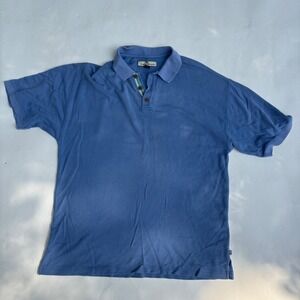 Tommy Bahama Mens Large Silk Cotton Blend Polo Shirt Blue Textured Short Sleeve